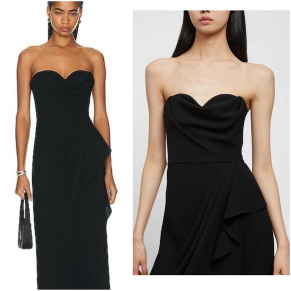 Jonathan Simkhai Keelan Black Strapless Bustier Midi Dress 2 - Picture 2 of 11